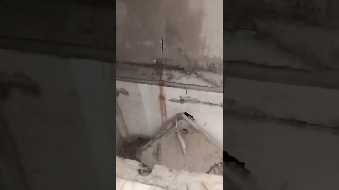 لقطة من فيديو النتيجة النهائية لفتحة مصعد في بلاطة خرسانية مسلحة